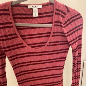 Pink and Red Striped Top White House Black Market